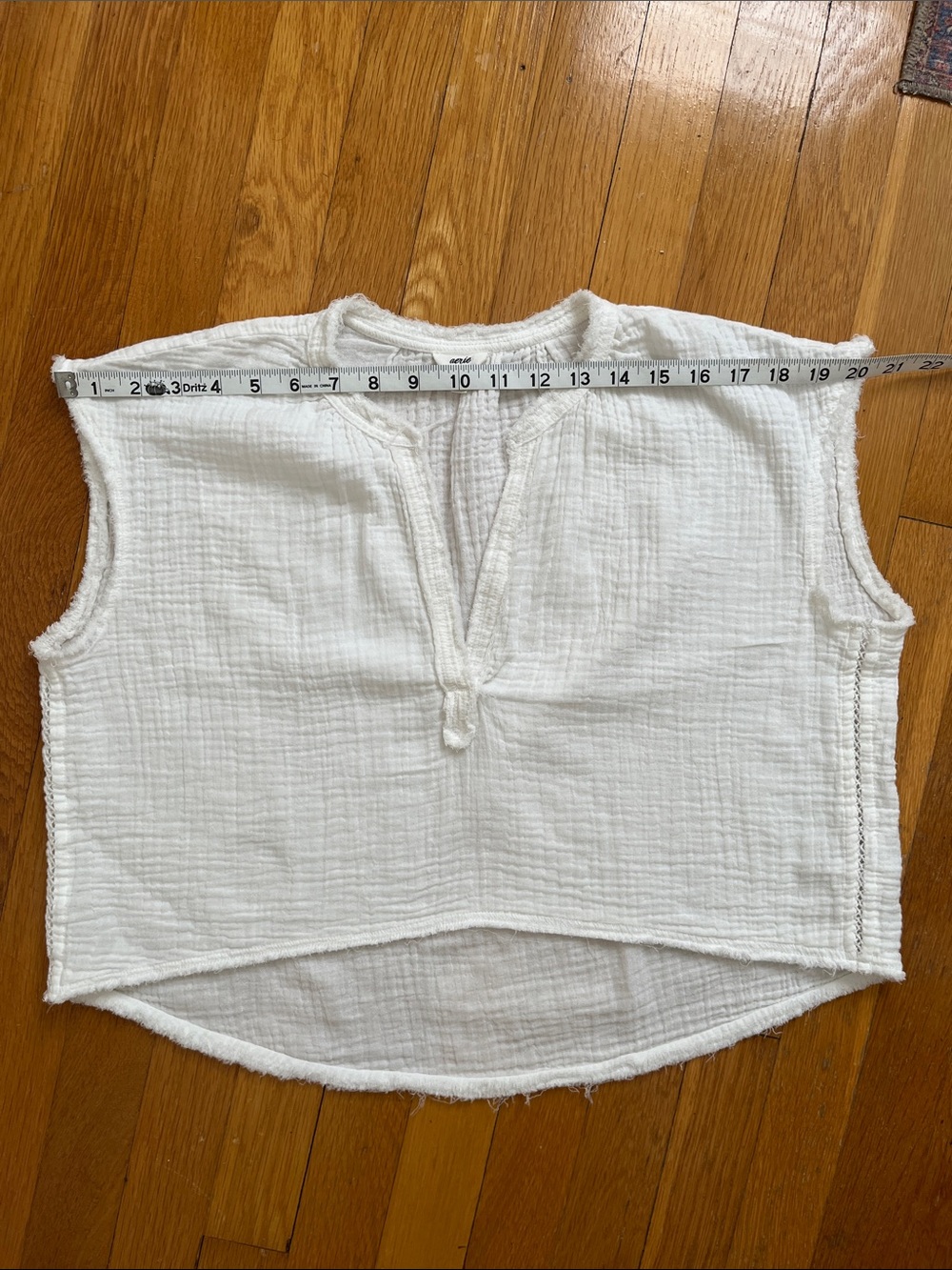 Aerie XS Pool to Party 100% Cotton Gauze Textured White Crop Top Oversized Shirt - Picture 11 of 12